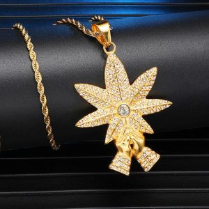 Dây chuyền PRAY WEED GOLD Đính Đá