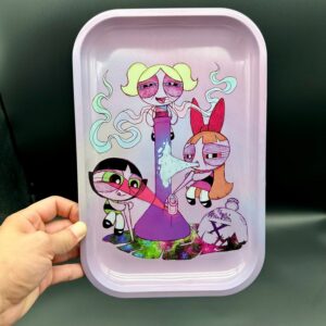 Khay POWERPUFF GIRLS Kim Loại Size Trung 28x18cm